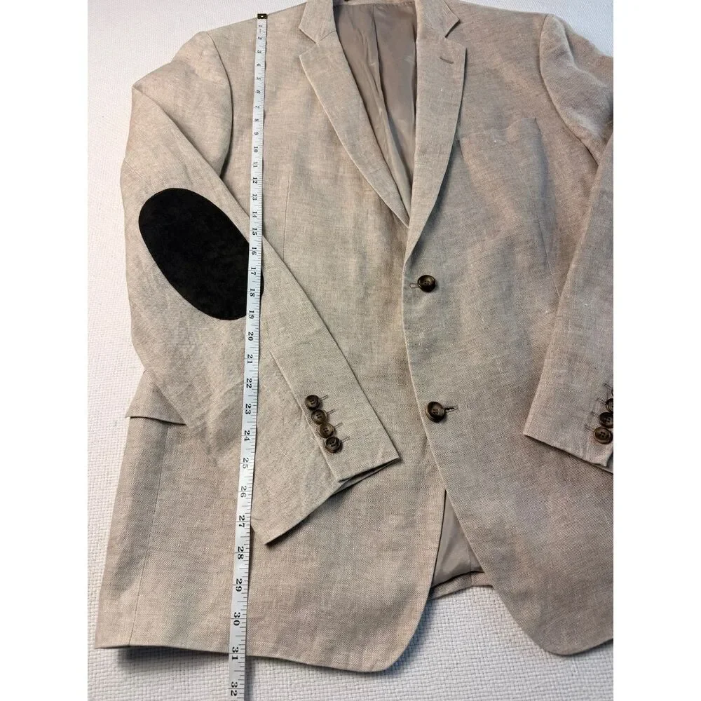 Linen Sport Coat Blazer Elbow Patch Italy Preppy Fancy Jacket Summer Italian